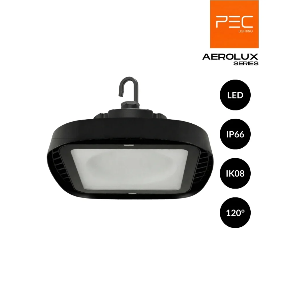 Armature industrielle LED High Bay pour éclairage d'entrepôt et usine au Maroc.